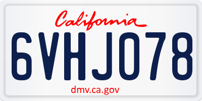 CA license plate 6VHJ078
