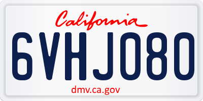 CA license plate 6VHJ080
