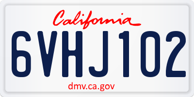 CA license plate 6VHJ102