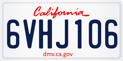 CA license plate 6VHJ106