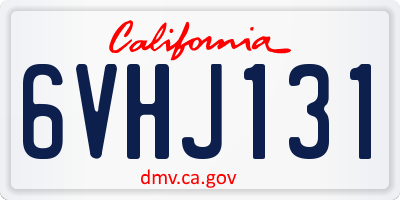 CA license plate 6VHJ131