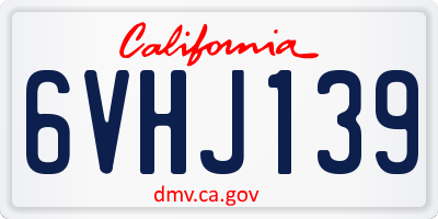 CA license plate 6VHJ139