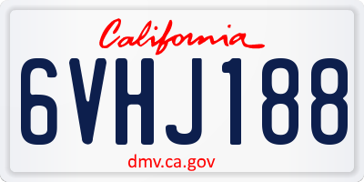 CA license plate 6VHJ188