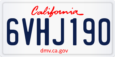 CA license plate 6VHJ190