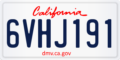 CA license plate 6VHJ191