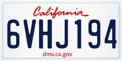 CA license plate 6VHJ194