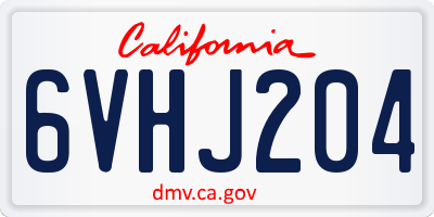 CA license plate 6VHJ204
