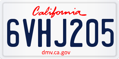 CA license plate 6VHJ205