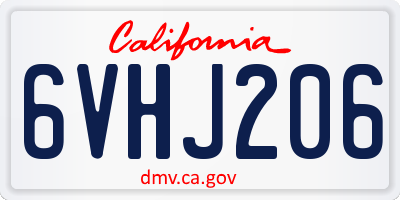 CA license plate 6VHJ206