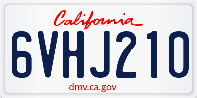 CA license plate 6VHJ210