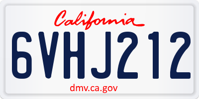 CA license plate 6VHJ212