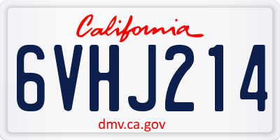 CA license plate 6VHJ214