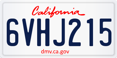 CA license plate 6VHJ215