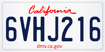 CA license plate 6VHJ216
