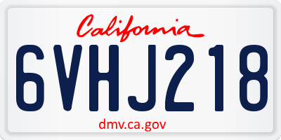 CA license plate 6VHJ218