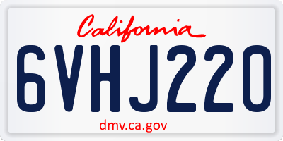 CA license plate 6VHJ220
