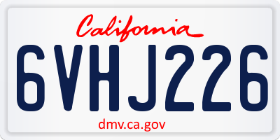 CA license plate 6VHJ226