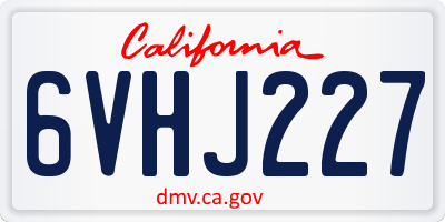 CA license plate 6VHJ227