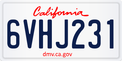 CA license plate 6VHJ231