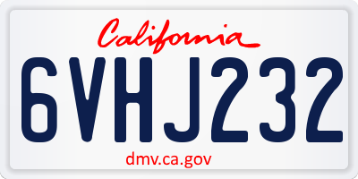 CA license plate 6VHJ232