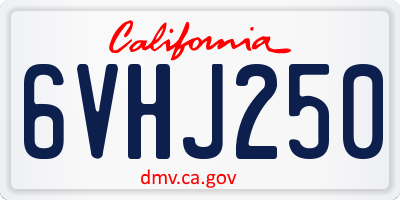 CA license plate 6VHJ250