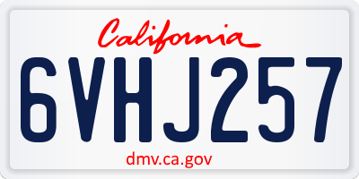 CA license plate 6VHJ257