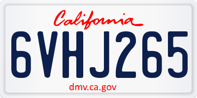 CA license plate 6VHJ265