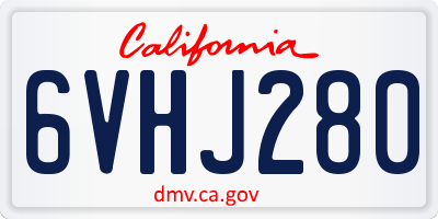 CA license plate 6VHJ280