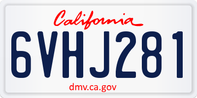 CA license plate 6VHJ281