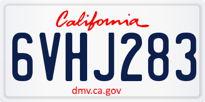 CA license plate 6VHJ283