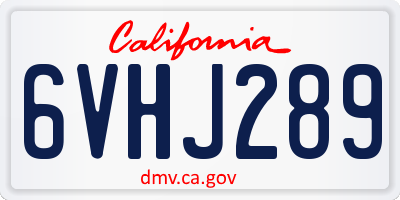 CA license plate 6VHJ289
