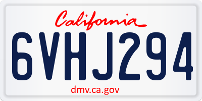 CA license plate 6VHJ294