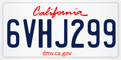 CA license plate 6VHJ299