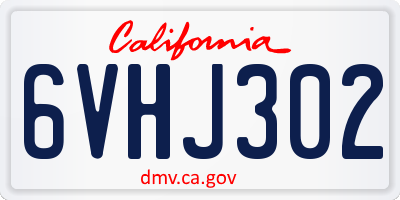 CA license plate 6VHJ302
