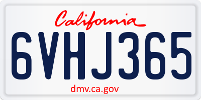 CA license plate 6VHJ365