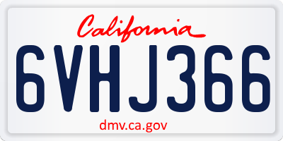 CA license plate 6VHJ366