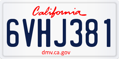 CA license plate 6VHJ381