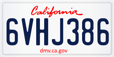 CA license plate 6VHJ386