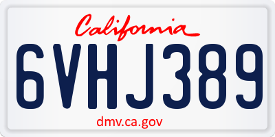 CA license plate 6VHJ389