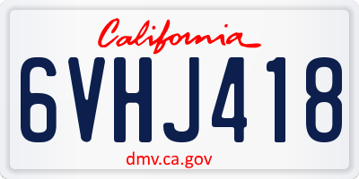 CA license plate 6VHJ418