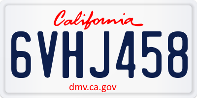 CA license plate 6VHJ458
