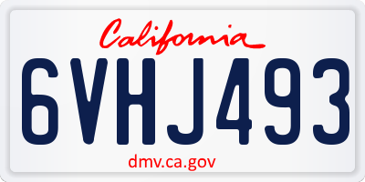 CA license plate 6VHJ493