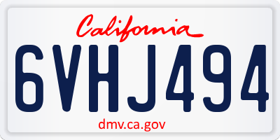 CA license plate 6VHJ494