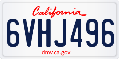 CA license plate 6VHJ496