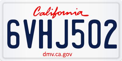 CA license plate 6VHJ502