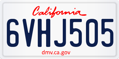 CA license plate 6VHJ505