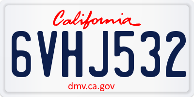 CA license plate 6VHJ532