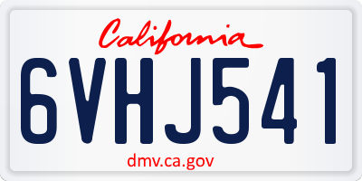 CA license plate 6VHJ541