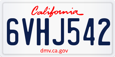 CA license plate 6VHJ542