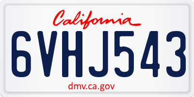 CA license plate 6VHJ543